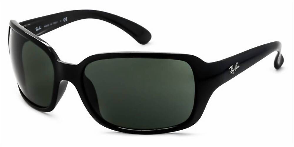 NEW RAY BAN women's 0rb4068 wrap sunglasses in black/ crystal green